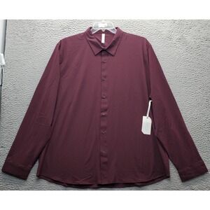 Stylus Shirt Men XXL Burgundy Stretch Regular Fit Long Sleeve Collared Button Up
